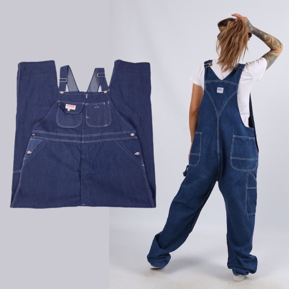 Vintage Women's Dark Blue Denim Overalls